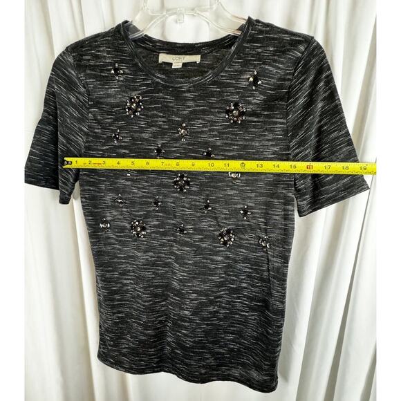 Ann Taylor LOFT Jewel Embellished T-Shirt, Short Sleeves, Heather, Sz: XS, 56-12 - Picture 5 of 16